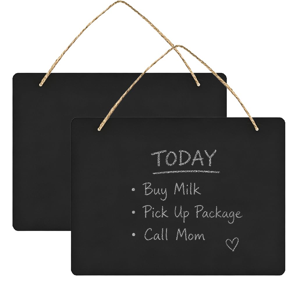 2Pcs Double Sided Hanging Chalkboard Signs Small Wooden Message Board