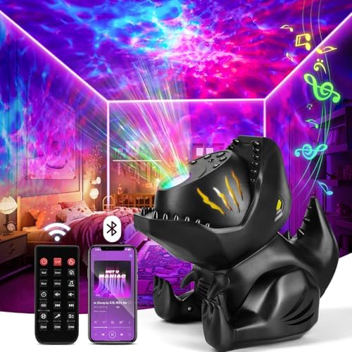 Dinosaur Egg Night Light Projector With Bluetooth Speaker – 360° Rotating Galaxy Star Lamp, 21 Slides & 8 Sleep Sounds For Kids (Rechargeable)