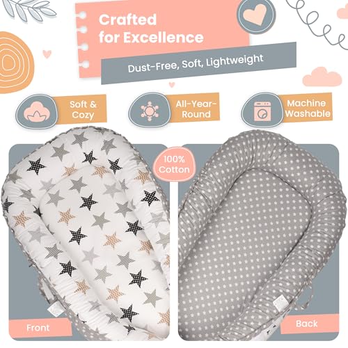 Image of Baby Lounger - Breathable & Soft Baby Lounger for Newborn 0-24 Months, Soft Portable Baby Lounger Pillow, Newborn Babies Essentials, Snuggle Lounger Me