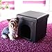 Relaxdays Hundebox Sitzhocker HBT 38 x 38 x 38 cm Stabiler Sitzcube mit praktischer Tierhöhle für Hunde und Katze aus hochwertigem Kunstleder und Deckel zum Abnehmen für Ihren Wohnraum, schwarz