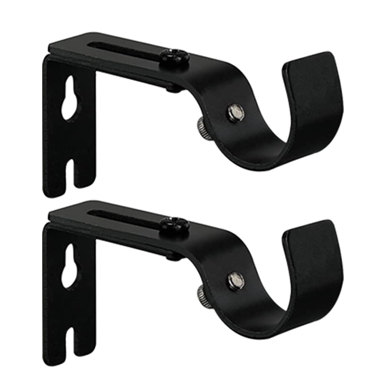 Curtain Rod Bracket, 1 inch Curtain Rod Holders Set of 2, Adjustable Curtain Rod Brackets for Wall, Black