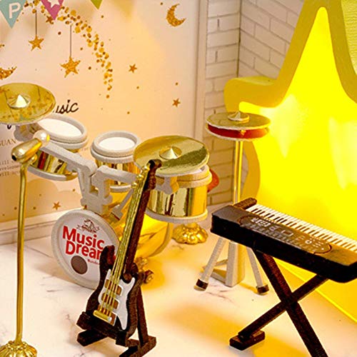 FLYTYSD Puppenhaus Miniatur Puppenhaus Kit DIY Holz Puppenhauszubehör Mit Möbel Set Spielzeug Plus Staubschutz Cover… – Bild 3