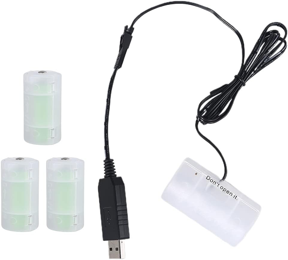 USB to D Cell Battery Cable Replace 1-4pcs D Size 1.5V Batteries for Clocks Remotes Electronic Device