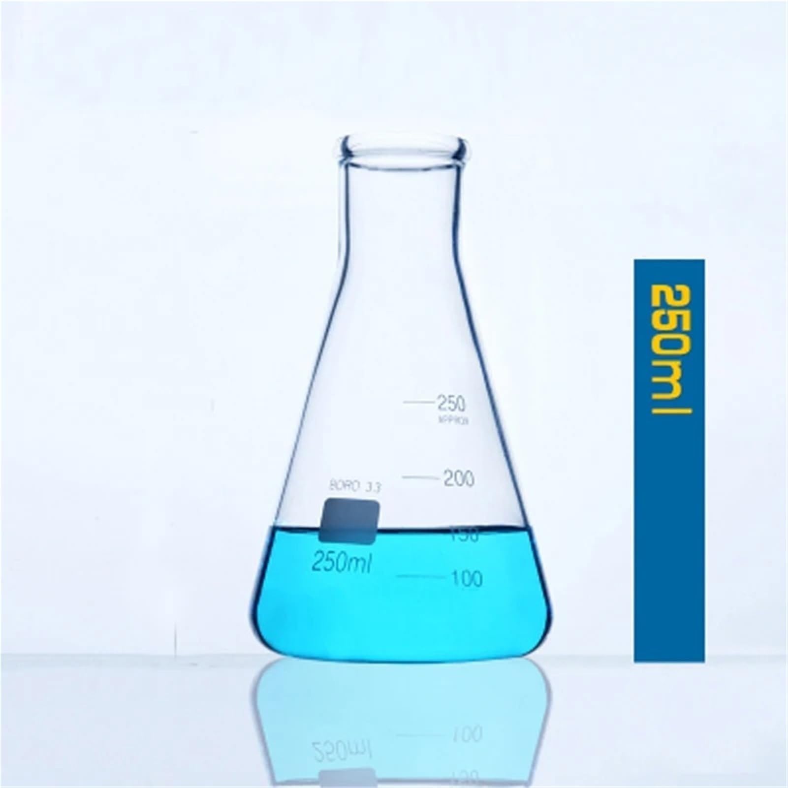 Matraz aforado de borosilicato, 1 Juego de matraz cónico de Vidrio, matraz Erlenmeyer de Vidrio Triangular, Botella medidora de Resistencia de Laboratorio