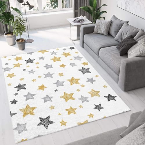 Tapis poils courts lavable en machine pour protéger le sol du salon sans risque de glissade