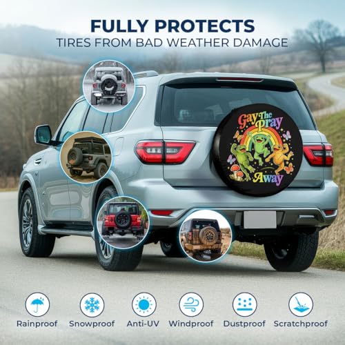 Image of GENANY Bisexual Father's Day PVC Spare Tire Cover for RV Trailer, Waterproof, No Camera Hole, Size 16 Fits 29-31 Inch