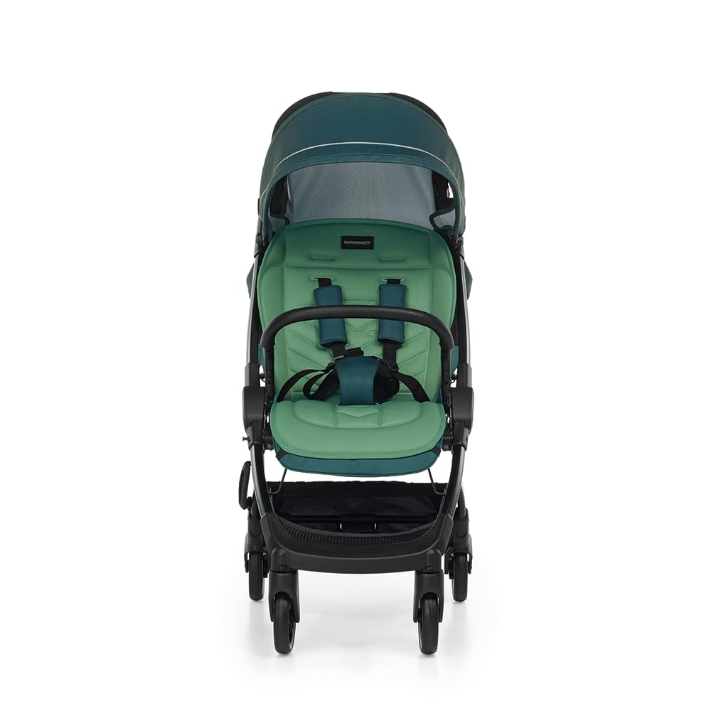 Foppapedretti Poussette légère Ciao, pour enfants 0-22 kg (0-4 ans), fermeture à 1 main, self-Standing, dossier réglable, roues amortissées, porte-objets, cadre en aluminium, vert