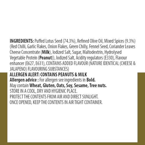 Image of Bikano Makhana Jalapeno & Cheese 50g | Prepared in Olive Oil | Roasted Foxnuts | Crunchy Spicy-Cheesy Snack | Anytime Munch | Travel-Friendly Pack