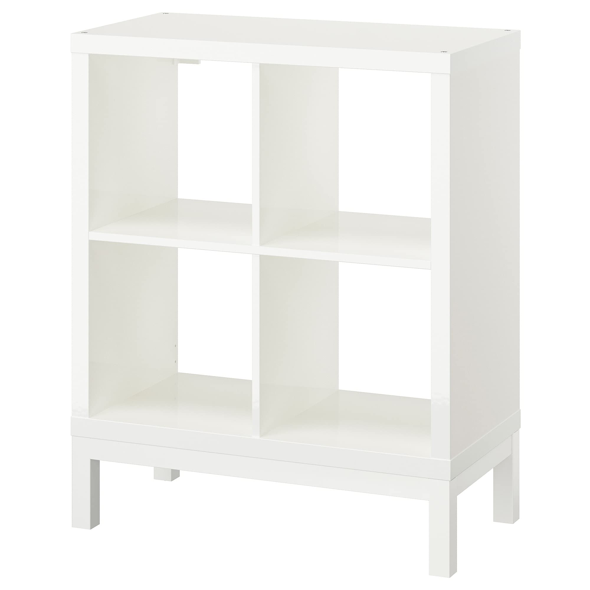 Étagère KALLAX blanche 77 x 94 cm avec piètement brillant pour rangement salon
