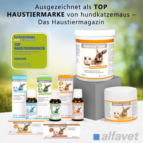 Alfavet RodiCare Appetit für schlecht fressende Nager, Ergänzungsfuttermittel für Kaninchen, Meerschweinchen und Kleinnager, 15 ml mit Dosierspritze