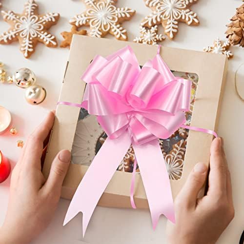 OZNTPCN 50 Pieces Large Satin Ribbon Pulled Bows Ribbon Bow Gift Wrapping Pull Bows with Ribbon Wedding Gift Baskets Bow, with a 4.7-Inch Diameter
