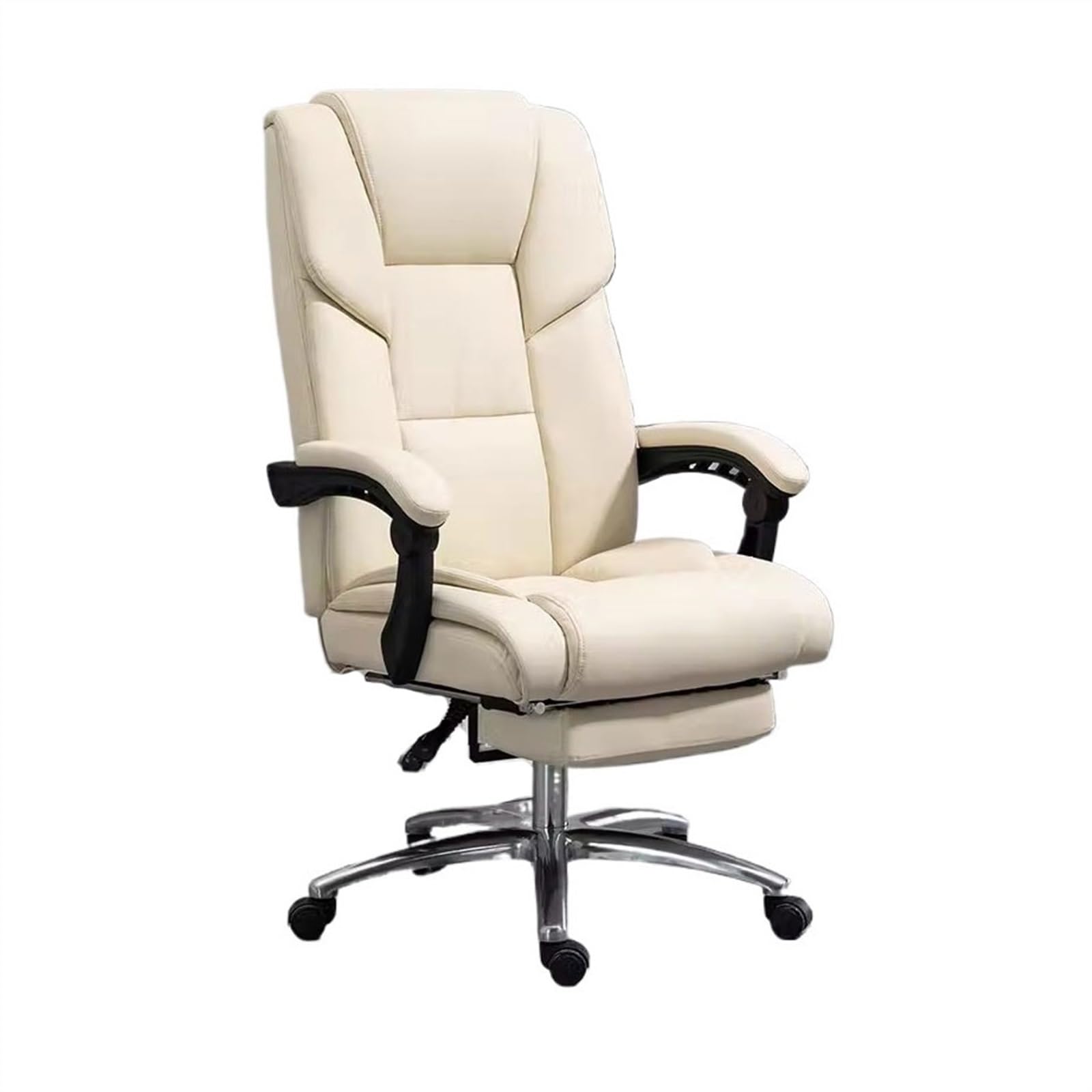 HTTGDGDH Ergonomic High Back Swivel Executive Office Chair - Adjustable Armrests Modern Gray Design For Home & Study Comfortable & Stylish Office Furniture,White