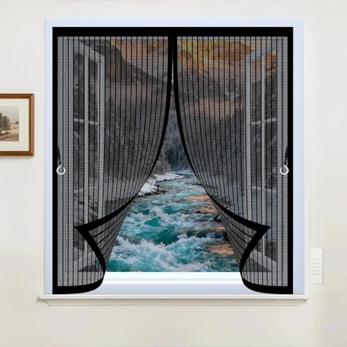 Mosquitera Magnética 130 x 195 cm Varios Tallas, Cierre Automático, No Requiere Herramientas, Mantiene El Aire Fresco Mosquitera para Ventana para Todas Las Ventana, Negro