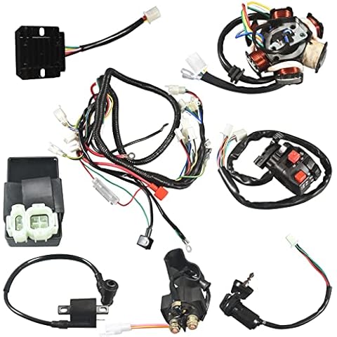 sthus 150CC GY6 Wiring Harness Wire Loom Stator CDI Switch Electrics Assembly for 4-Stroke Engine 150CC 125CC Go Kart ATV Scooter Buggy Cover