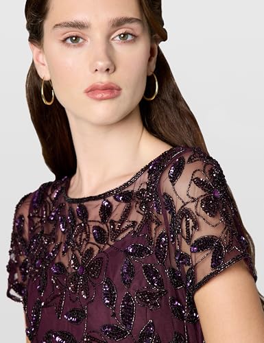 Image of Adrianna Papell Womens Floral Beaded Godet Gown
