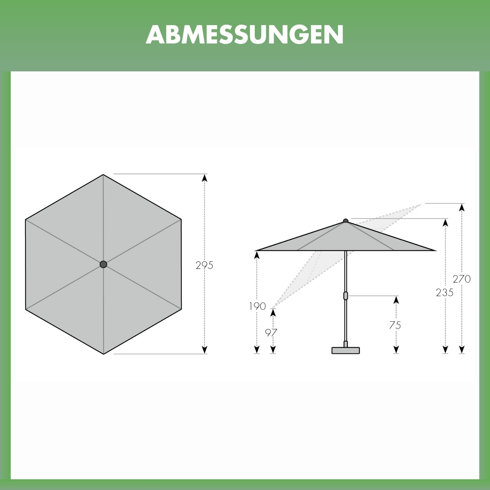 Doppler Sonnenschirm AluPro Neo Kurbel 305cm I 6-eckiger Sonnenschirm für Balkon & Terrasse I Schirm knickbar I Öffnen & Schließen durch Kurbel I Höhenverstellbar