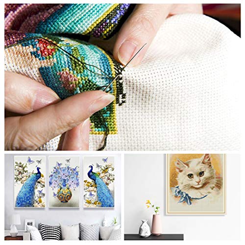 Image of Cross Stitch Aida Fabric 14 Count, 59 by 39 Inch Large Size, Classic Reserve Cross Stitch Aida Cloth for Home DIY Embroidery Decoration