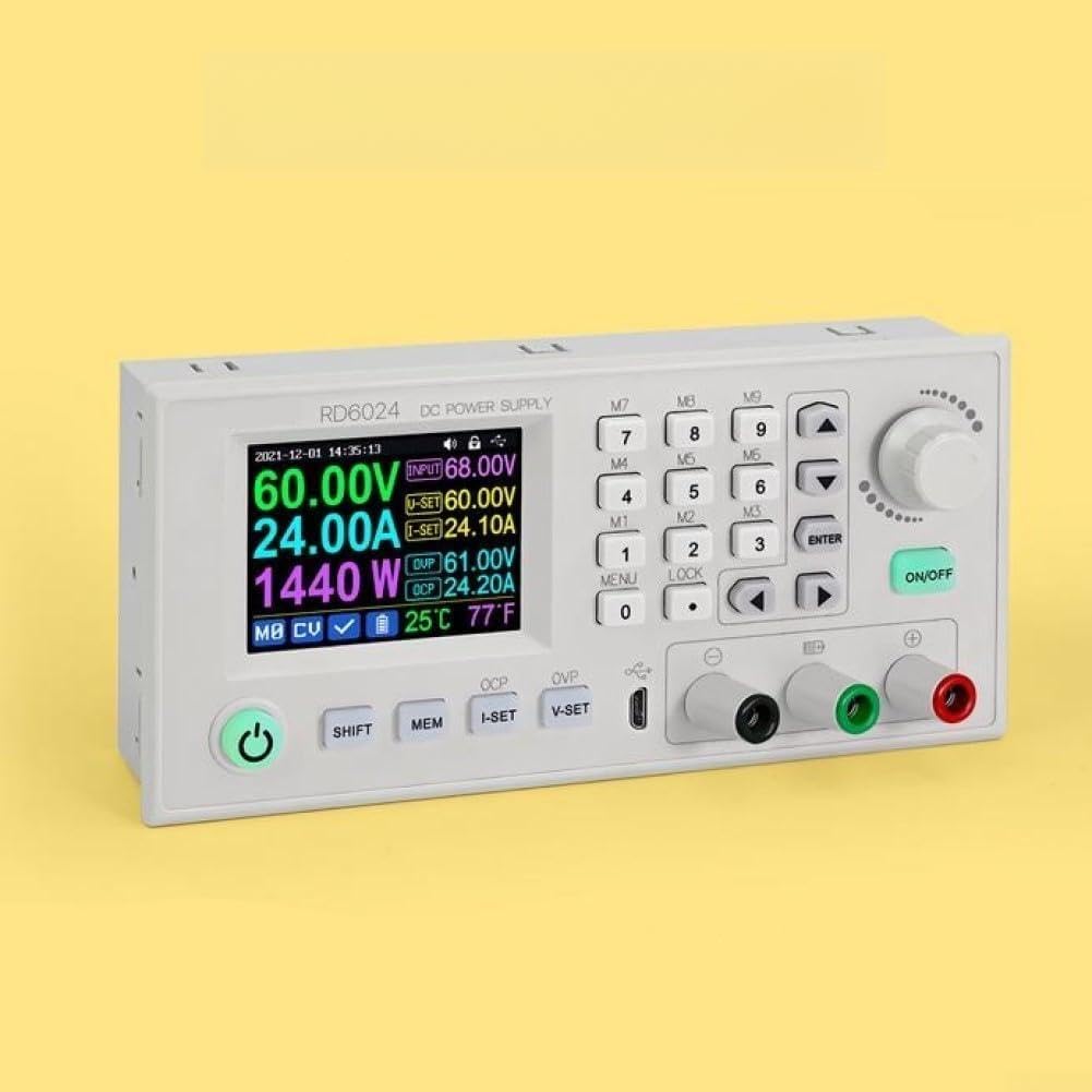 Convertidor de corriente ajustable de 60 V 24 A CC RD6024 RD6024W con interfaz USB y teclado numérico completo, soporta control de software de PC y actualización de firmware (RD6024)