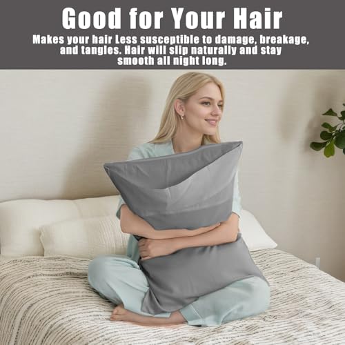 Image of TELUS Dark Grey Pillow Cases King Size 2 Pack, Bamboo Rayon Cooling Pillowcases with Envelope Closure, Cool Breathable Pillow Cover for Hot Sleepers & Night Sweats, 20x40 inch