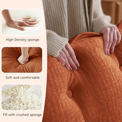 Image of 139 inch Sectional Sleeper Sofa with Ottoman, L Shaped Modular Deep Seat Couches for Living Room Apartment, Flexible Module Combination Cloud Sofa with Spring Support, Easy Assembly, Orange