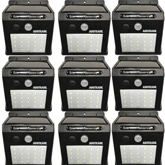 ASGTRADE 20 Led Solar Motion Sensor Light, Plastic Outdoor Weatherproof for Driveway Garden Path Yard Outdoor, Home Decoration White (Pack of 9 Solar Motion Lights)