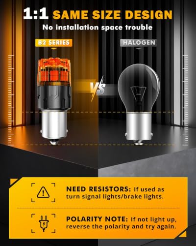 Image of Auxbeam 2026 B2 Series BAU15S LED Bulbs Amber Turn Signal Blinker Light