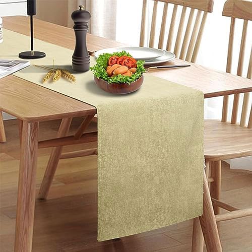 Rinpon Wipeable Table Runner, Thick Farmhouse Dresser Runner, Rustic for Kitchen, Bedroom, Living Room, Indoor and Outdoor (72'', Beige)