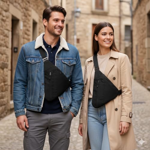Image of OSOCE Crossbody Sling Bag, Water-Resistant Anti Theft Chest Pack, Minimalist Commuter Daypack for Travel Hiking Work