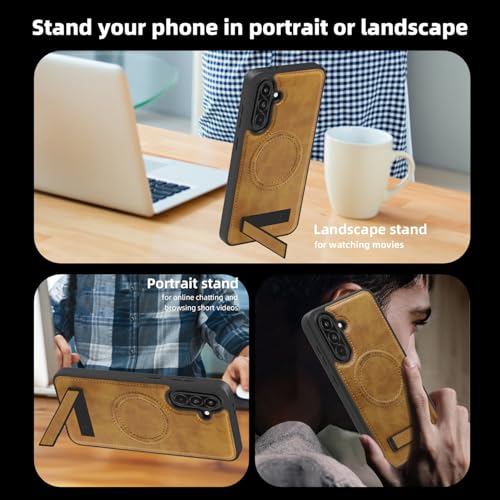 Image of Lunivop for Samsung Galaxy A36 Case /Galaxy A56 Case 6.7 inch PU Leather Brown