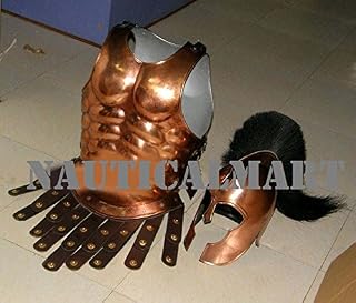 Copper Antique Greek Muscle Armor Cuirass with Helmet