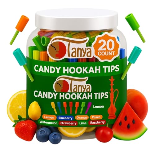 Tanya Hookah Lolly Pop Candy Tips Super Male Plastic Disposable Hookah Colorful Tips (20pack)