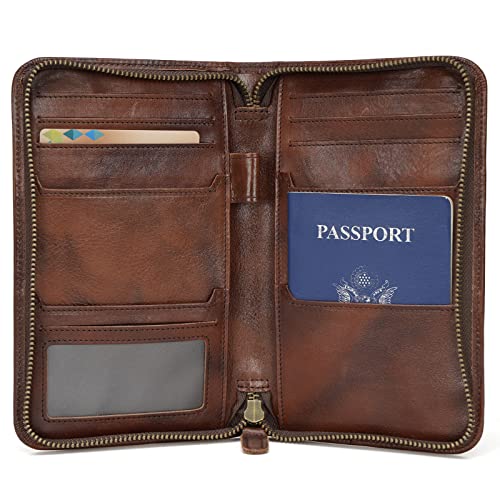 Polare Full Grain Leather Passport Holder Cover Case for Men RFID...