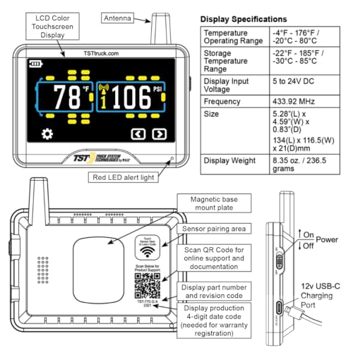 TST TRUCK SYSTEM TECHNOLOGIES 770 Series with 4 Cap Sensors Tire Pressure Monitoring System