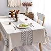Modern and Minimalist Tablecloth Linen Fabric Decorative 55×84 Rectangle Printed Pattern Geometry Design Non Fade Washable Stylish Table Cover for Kitchen Dining Tabletop