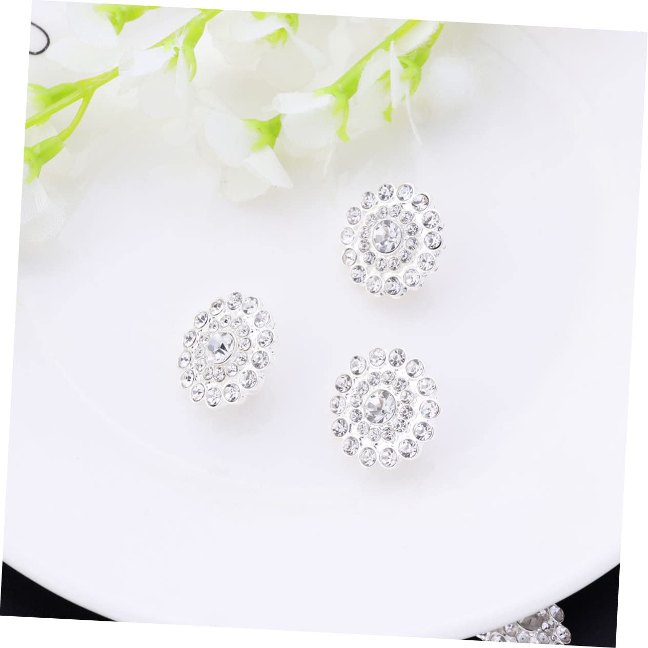 SHINEOFI 20pezzi Bottoni Eleganti Lega Con Design Di Strass Accessori Per Gioielli Creativi e Decorativi Per Donne e Ragazze Bottoni Tondi Argentati Per Fai Te e Decorazione Di Moda