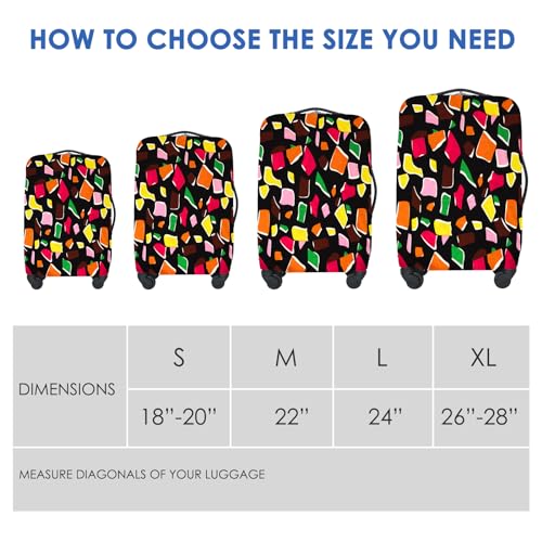 Travel Luggage Cover Suitcase Protector, Washable Suitcase Cover Fits 18-20 Inch Luggage, Elastic Suitcase Protective Cover (S, Polygon)2