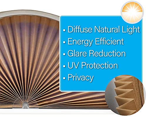 Redi Shade No Tools Original Arch Light Filtering Pleated Fabric Shade Natural, 72" W x 36" H