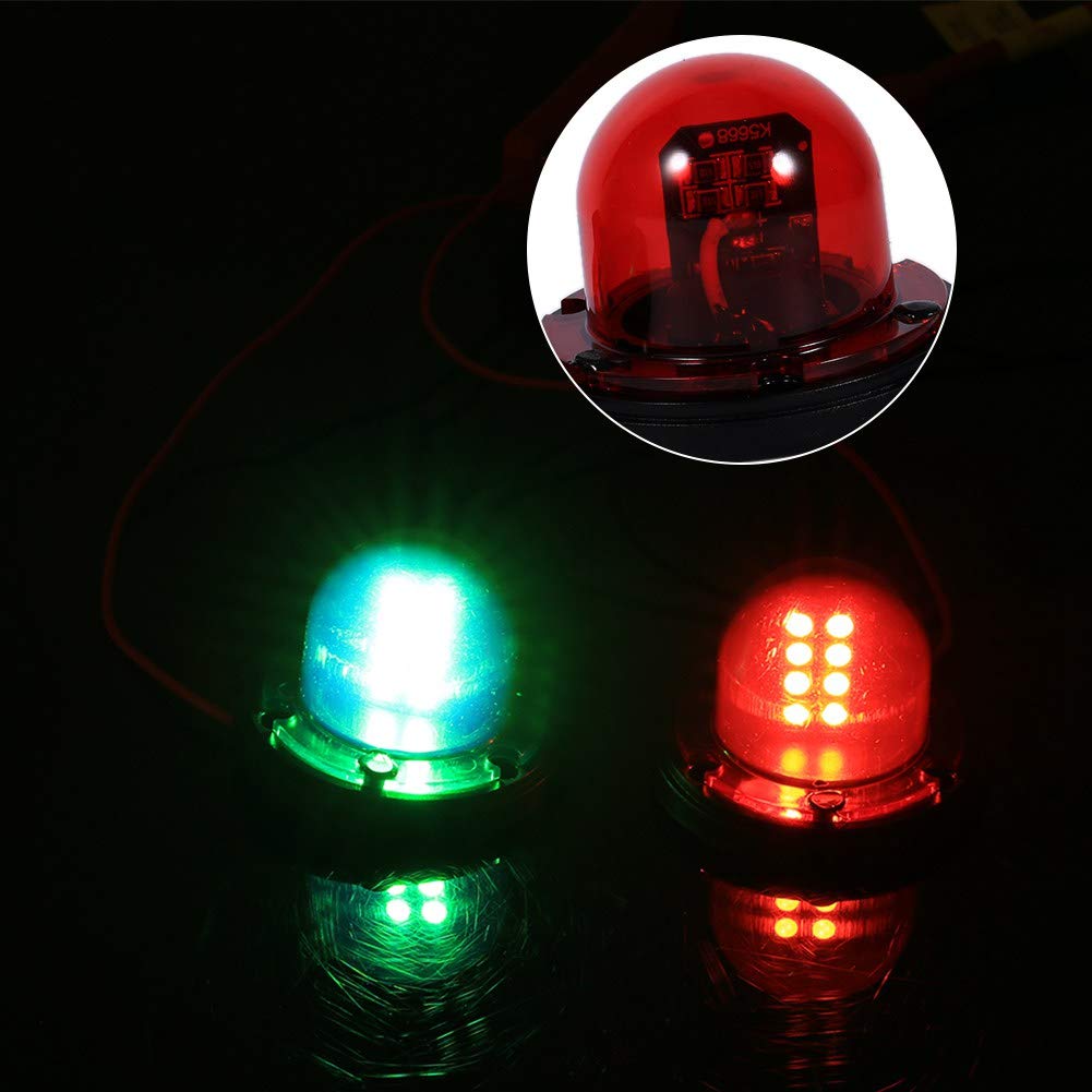 Akozon Navigationsleuchte Edelstahl 12 V LED Marine Boot Yacht Red Green Bow Navigation Light
