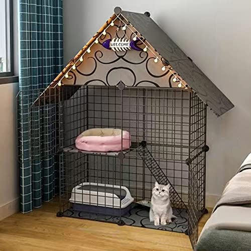 Cage portable pour chat en fil métallique pour limiter les bêtises la nuit
