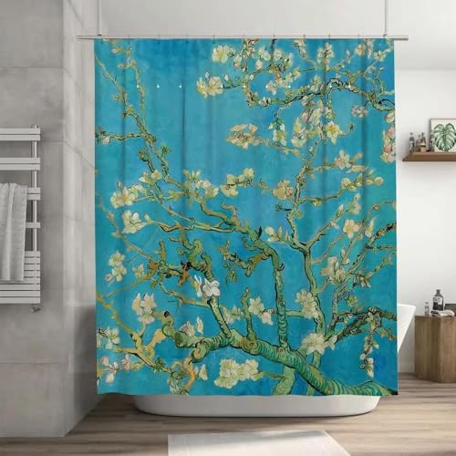Rideau de douche jaune vif et bleu-brun imperméable et lavable en machine