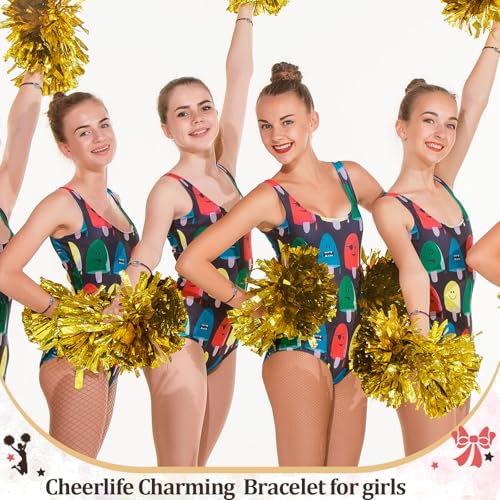24 Pcs Cheerleader Gifts Set Cheer Bracelets and Cheerlife Wish Card Adjustable Cheerleading Charm Bracelets Team Gifts for Cheer Team Cheerleader Jewelry Accessories 6