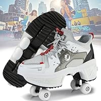 Rollschuhe Schuhe,Schuhe mit Rollen für Mädchen,Turnschuhe mit Rollen Jungen,Roller Schuhe zum Einklappen,LED Roller Skates for Kids,Schuhe Roller Frauen (A, 40)
