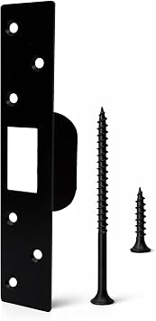 Extra Long Door Strike Plate 7", Heavy Duty Door Reinforcement Plate for Frame Repair & Security, Metal Strike Plate with Long Screws, Black