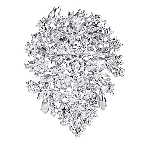 Image of EVER FAITH Women's Austrian Crystal Vintage Style Flower Leaf Cluster Brooch Pendant