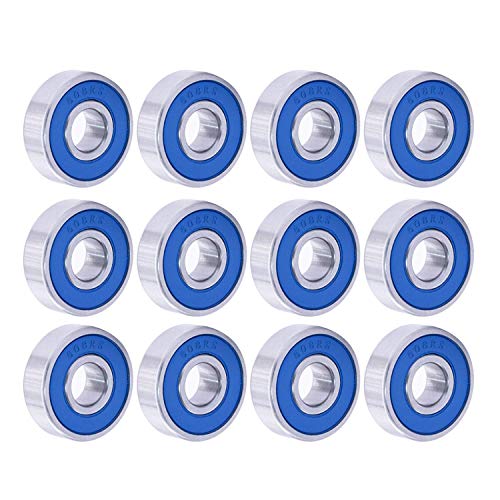 Aibada 24 PCS Rodamientos de skate Rodamientos de longboard Rodamientos de rodillos met¨¢licos para monopatines, patines en l¨ªnea y scooters, 608RS, azul