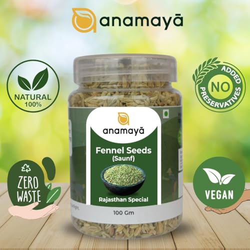 Image of Anamaya whole Fennel Seeds, Saunf, 100 gms, Reusable Jar