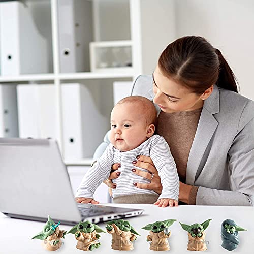 Image of Trunkin Baby Yoda Rubber Doll Gift Toys 2-2.4 Inch Mandalorian Yoda Baby Action Toys (Set A) | Yoda Figures 6Pcs /Set Action Figurine,Multicolor