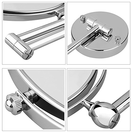 Cosprof Bathroom Mirror 10X/1X Magnification Double-sided 8 Inch Wall Mounted Vanity Magnifying Mirror Swivel, Extendable and Chrome Finished