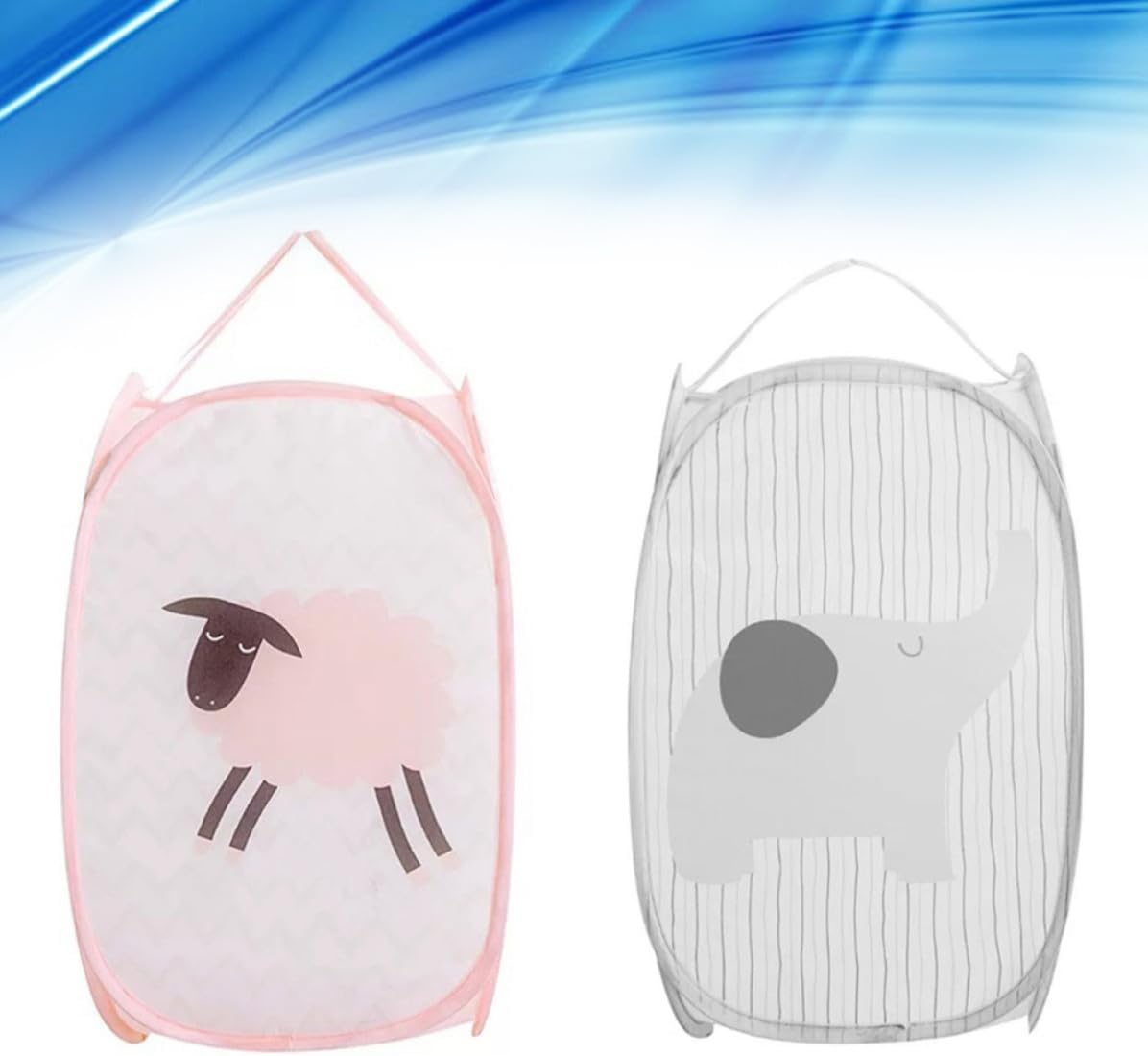 Garneck 2 Pcs Foldable Pop-up Laundry Hamper Basket 50x30cm Lightweight Polyester Mesh Dirty Clothes and Storage Basket for School or Office Use