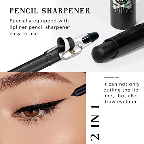 Hosaily 2 Pcs Black Matte Lipstick And Lip Liner Set For Halloween And Cosplay Makeup, Non-Stick Cup Velvet Waterproof And Long Lasting Lip Gloss Dark Matte Lipstick And Lipliner Set Makeup #TOP3